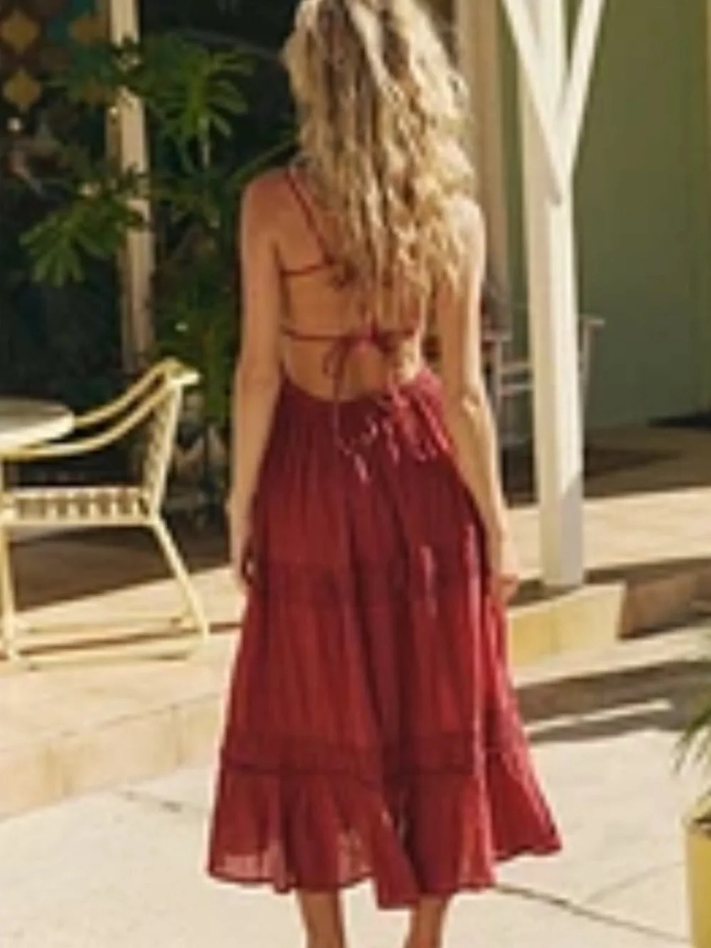 Free People Free-est Taking Sides Maxi Dress Tiered Aged Red Burgundy Size Large
